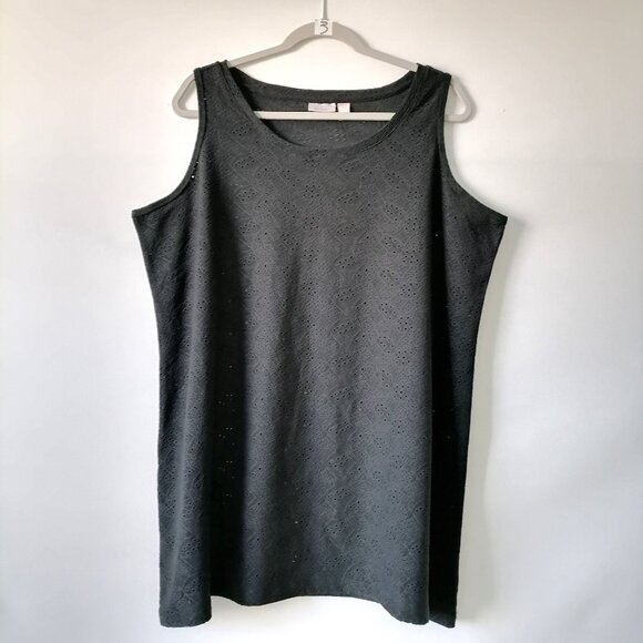 Loco Layers Womens Black Round Neck Eyelet Detailing Tank Top Size X-Large - Picture 1 of 7